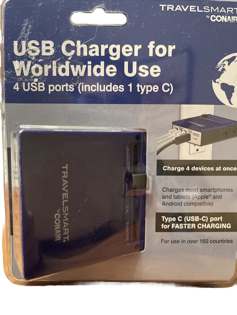 Travel Smart by Conair All-in-One Adapter with USB Port TS43T